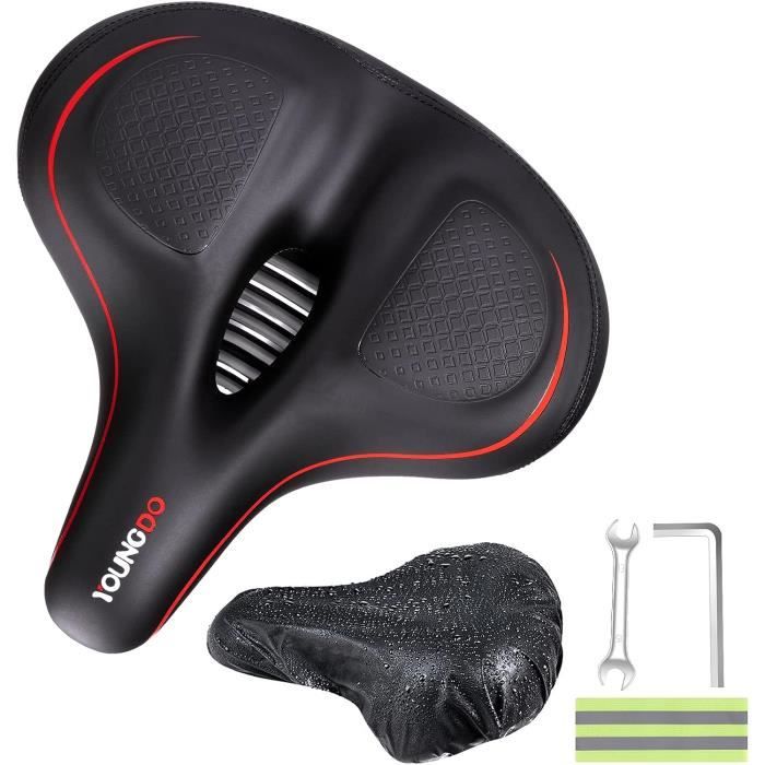 Selle de Vélo Confortable YOUNGDO - Ergonomique et Imperméable - Bande Réfléchissante - Rouge