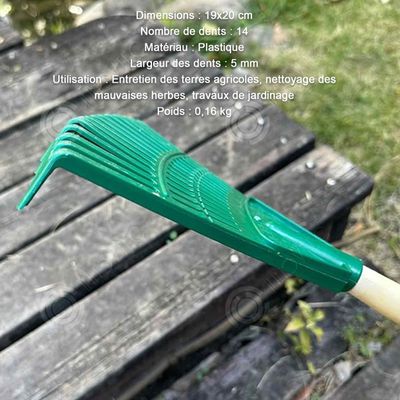 Râteau Forgé 12 Dents Courbes. Sans Manche. Outil à Main De Jardin