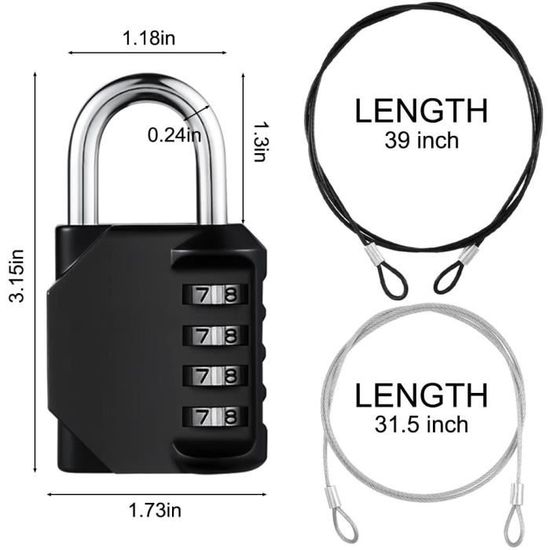 Cadenas à chiffres avec cadran à 4 chiffres combinaison de serrure en laiton avec mot de passe sécuritaire pour bagages 