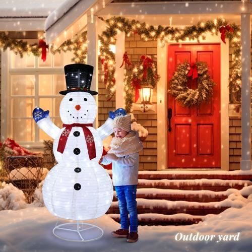 LEADZM Bonhomme De Neige LED Pop-Up 180 Cm, 200 LumièRes LED, Figurine De NoëL, DéCoration De NoëL éClairéE Pour IntéRieur Et ExtéRieur, éTanche, Avec Piquets De Montage