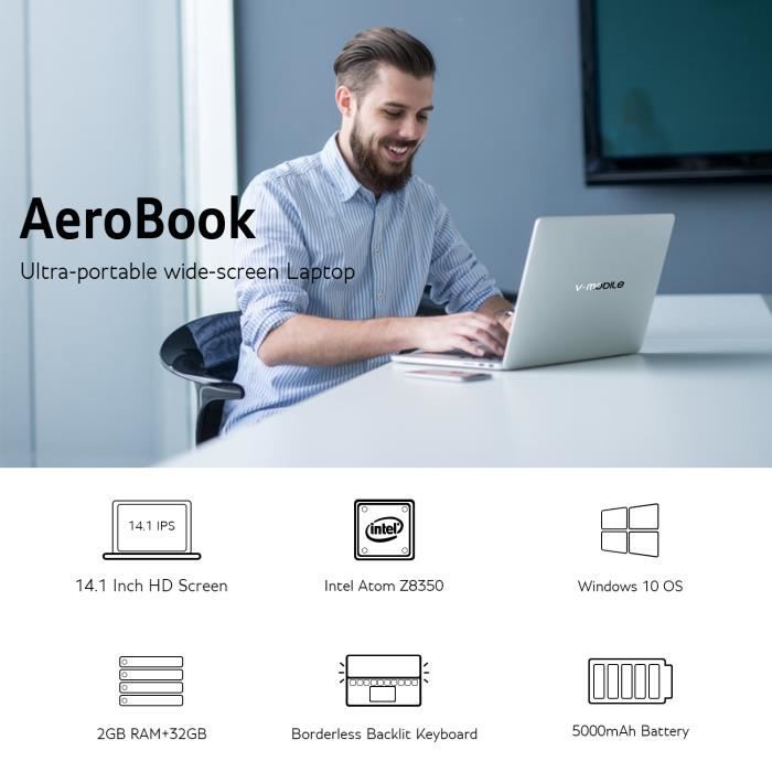 Ordinateur Portable pas cher Vmobile PC ultra-mince-14,1"HD-RAM1