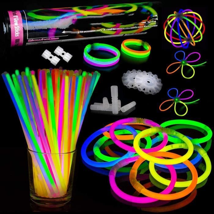 10X Bâtons Lumineux Stick à craquer Bracelet Collier Fluorescent Fête Mariage