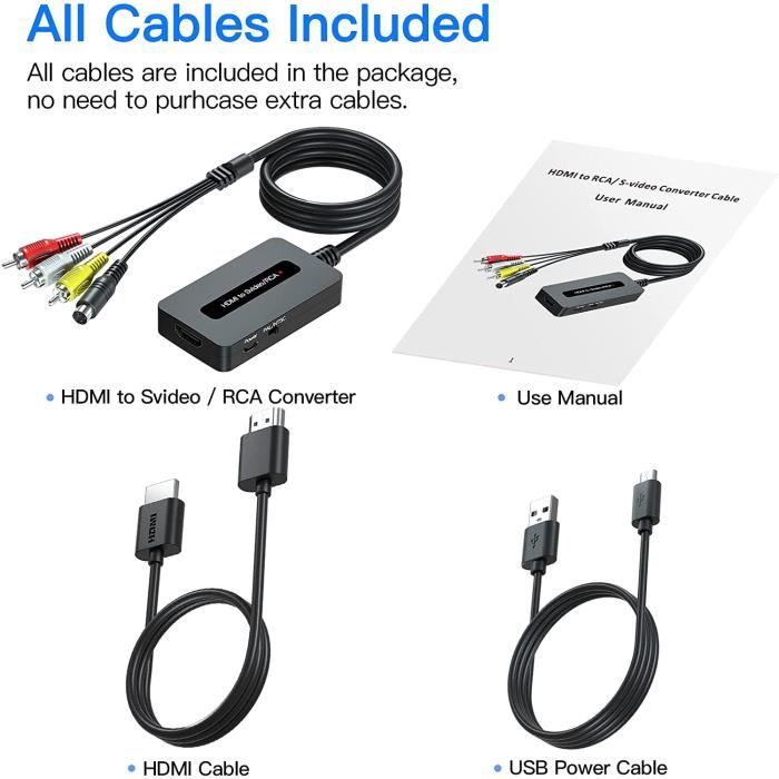 Euroconector A Hdmi Convertidor HDMI A S-Video/RCA Incluye Todos