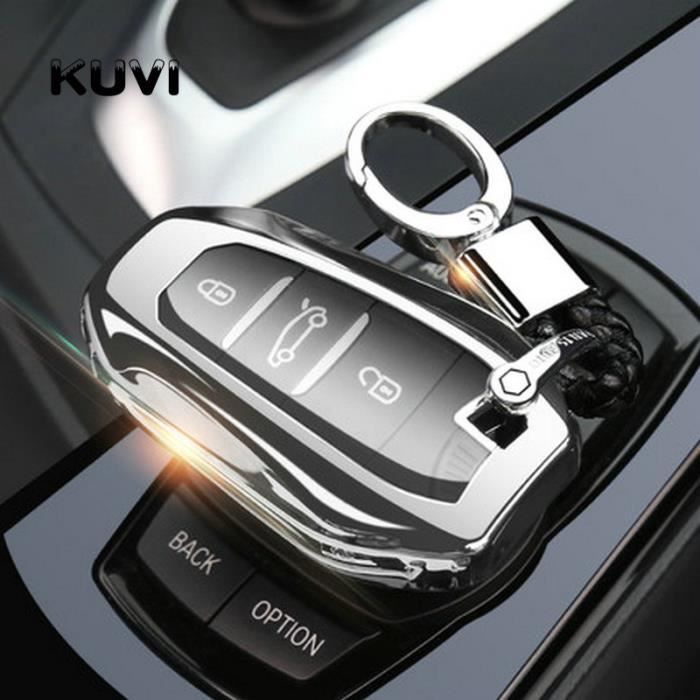Coque clé,Coque pour clé télécommande intelligente de voiture en TPU  souple, pour Peugeot 208, 308, 508 - silver with keychain #B - Cdiscount  Auto