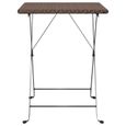 "Promo"Table Extérieure LMT - Table de bistrot pliante Marron 55x54x71 cm Résine tressée 6,4Kg-2