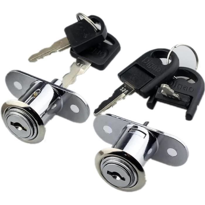 Lot De 2 Serrures à Came ZiYuYa – Clés Différentes, Pour Armoire Ou Boîte, Finition Polie, Noir