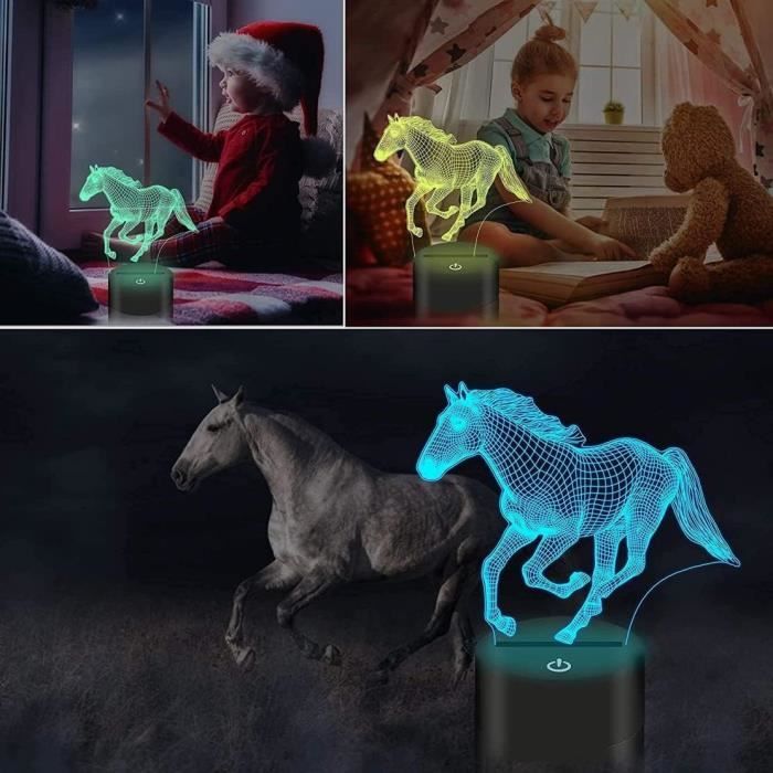 Veilleuse, Cadeau Cheval Pour Enfants, Filles, Lampe 3D En Forme D
