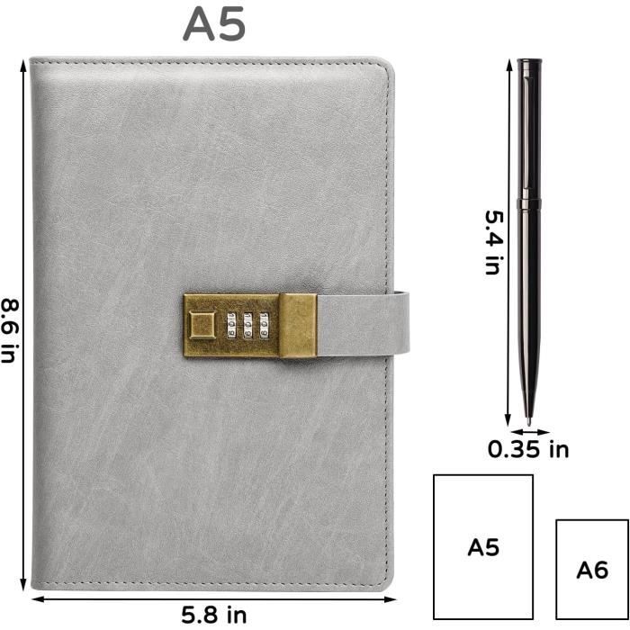 Carnet A5, Journal En Cuir PU, Bloc-notes Léger A5, 80 G/m²