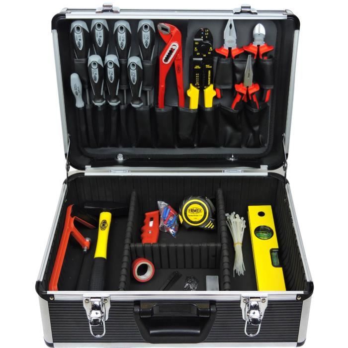 FAMEX 755-58 Boîte à outils malette à outils complète coffret outillage -  164pcs