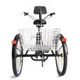 24 " 7 vitesses Tricycle pliable pour adultes vélo à 3 roues avec panier-3