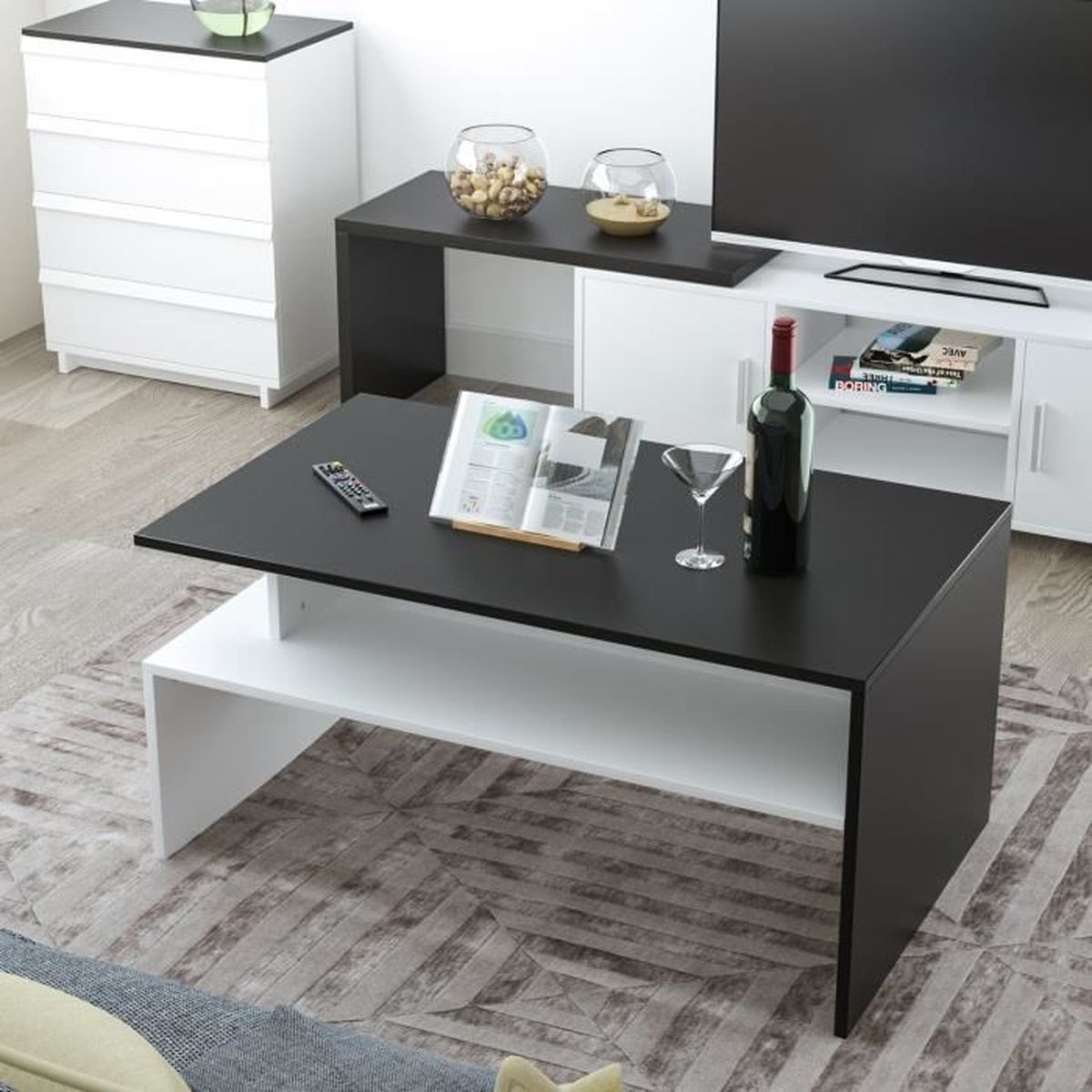 Homfa Table Basse De Salon Design Table De Salon En Bois Moderne