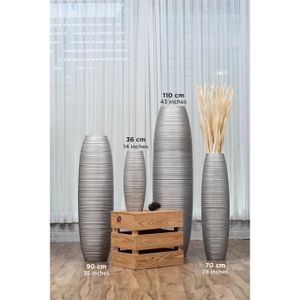 Grand Vase Sol Blanc 70 Cm - Résine, Cylindrique, Pour Salon, Chambre, Neuf