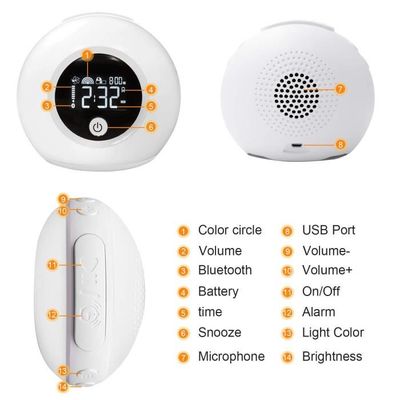 Réveil Projecteur Rotation 180° – Radio FM, Double Alarme, Miroir Élégant, 8 Pouces, Luminosité Réglable, Charge USB Smartphone
