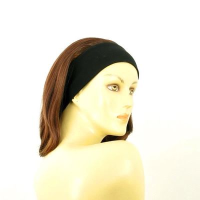 Perruque Longue Avec Bandeau BENEDICTE - Châtain Cuivré Méché Blond, Synthétique, 33h130