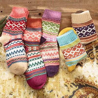 Chaussette De Contention Femme 5 Paires Chaussettes Laine Mérinos YSense - Épaisses Et Chaudes Pour Hiver, 53% Laine Chaussettes Femme