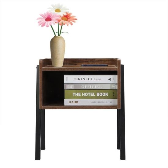 Table De Chevet Vintage Grand Rangement En Bois Etagere Et Cadre