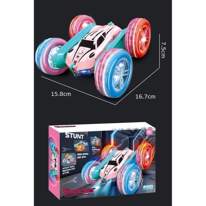 Voiture Télécommandée DEERC Rose - 4WD, Cascades 360°, LED, Pour Filles 3-12 Ans