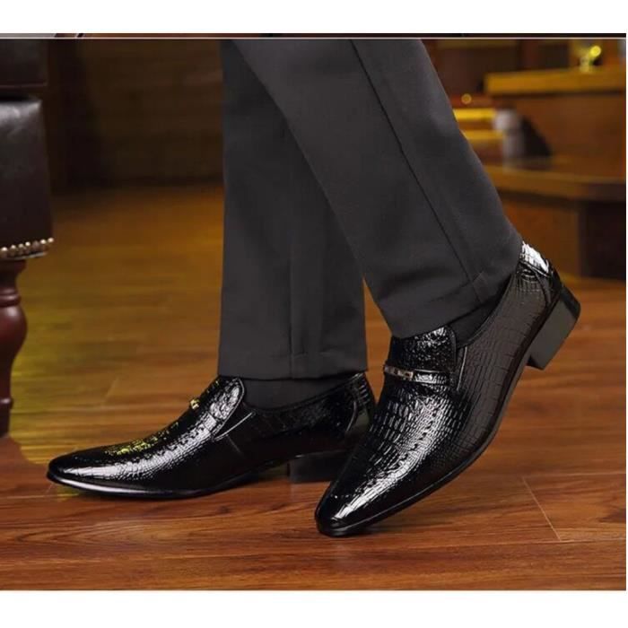 Chaussure mocassin noir homme legant cuir PU Chaussure de ville