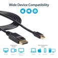 Câble Mini DisplayPort vers DisplayPort 1.2 de 2 m - Cordon Mini DP vers DP 4K - M/M - MDP2DPMM2M-5
