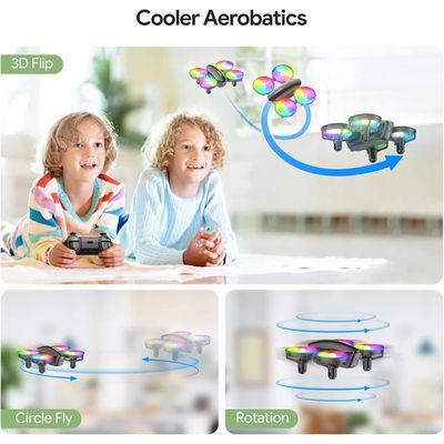 Tomzon A23 LED Mini Drone Enfant à Lumières Colorés 2 Batteries 18 Mins Autonomiemaintien Daltitude Mode Sans Tete 3d Flip Amz B
