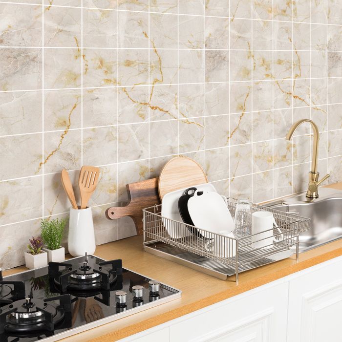 Panneaux Muraux Autocollants Imitation Carrelage 60x30 Cm Et 30x30 Cm - Style Marbre Moderne Pour Cuisine/salle De Bain