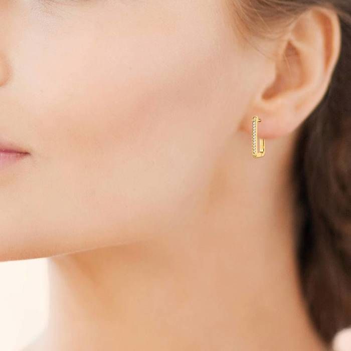 Boucles d'oreilles plaqué or fleur et oxyde de zirconium 3cm- chez