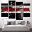 4 Pcsensemble Mur De Toile Art Image Rouge Noir Gris