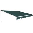 COSTWAY Store Banne de Balcon Rétractable 3,6 X 3M avec Tissu Résistant aux UV et à l'Eau Cadre Aluminium Angle Réglable 5-35° Vert-0