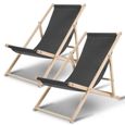 Izrielar Chaise longue pivotante pliante Chaise longue de plage Chaise en bois Gris 2X CHAISE LONGUE - TRANSAT - BAIN DE SOLEIL-0