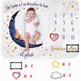 KENLUMO Couverture Etape Bébé en FRANÇAIS,Couverture Mensuelle pour Bébé Unisexe,Thème Lune,Douce et Épaisse,Couverture Photo-0