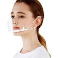 10pcs Visière de Protection Réutilisable, Masque Transparent Visage Anti-Salive Anti-buée Couvre Bouche et Nez Facial Protection-0
