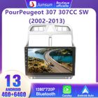 Junsun 4G Autoradio Android 13 4Go+64Go Carplay pour Peugeot 307 307CC 307SW (2002-2013) , 9 '' Écran Tactile avec Android Auto GPS