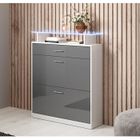 DESIGN AMEUBLEMENT Meuble à Chaussures LED - PAOLA - Modèle PAOLA - Blanc et Gris - 2 portes 1 tiroir