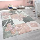 Paco Home Tapis Chambre Enfant Couleurs Pastel Papillon Motif Carreaux Pois Fleurs Coloré 200 cm rond