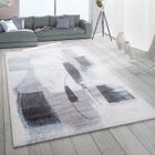 Paco Home Tapis De Salon Poil Ras Pastel Vintage Motif Abstrait Moderne Turquoise Gris 120x170 cm