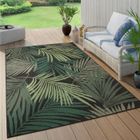 Paco Home Tapis Exterieur Terrasse Salon Cuisine Boho Fleuri Motif Palmiers Vert Noir 80x250 cm