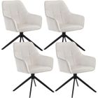 WOLTU Lot de 4 Chaises de Salle à Manger Pivotantes, Fauteuils Rembourrés en Velours, Pieds en Métal, Crème W0ATT0178-4