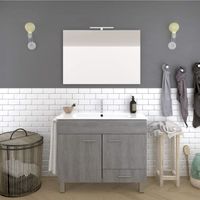 Meuble de salle de bain moderne Temis avec lavabo, miroir et lumière LED - Gris 80x82x45cm