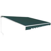 COSTWAY Store Banne de Balcon Rétractable 3,6 X 3M avec Tissu Résistant aux UV et à l'Eau Cadre Aluminium Angle Réglable 5-35° Vert
