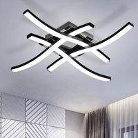 Plafonnier led Moderne pour Salon Chambre, 4 platines LED - 24W - 2400 Lumen - 6500K lumière blanche - Noir - Classe E