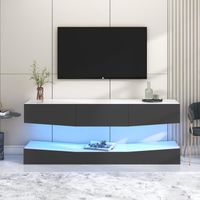 DRIPEX Meuble TV LED mural-Brillant-Buffet bas-Armoire TV Noir-Banc Télé flottant de Salon 180x40x19/15cm