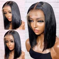 13X4X1 T Part Lace Front Perruques cheveux humains pour femmes Brazilian Straight Short Bob Perruques Pre Plucked Hairline 6 inch
