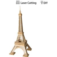 Maquette en bois - La Tour Eiffel - 121 pièces - ROBOTIME - Jaune - A monter soi-même - Enfant