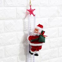 TD® Père Noël Électrique-Grimpant à Échelle avec Lumière et Musique- Ornement Décoration de Noël - Maison Arbre Sapin