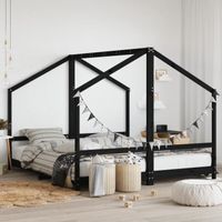 vidaXL Cadre de lit pour enfants noir 2x(90x200) cm bois de pin massif 3200591