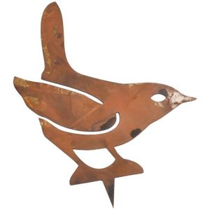 STATUE - STATUETTE SilhouUP d'oiseau en métal rouillé, décor de clôtu
