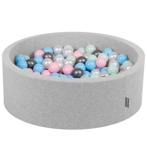 PISCINE À BALLES KiddyMoon 90X30cm/200 Balles 7Cm Piscine À Balles Pour Bébé Rond Fabriqué En UE, Gris Clair: Perle-R. Poudré-Babyblue-Menthe-Argen