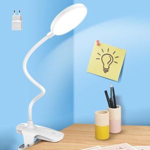 LAMPE A POSER MAGICFOX Lampe de bureau à 18 LED avec clip, 3 Luminosité réglable - Contrôle tactile - 360 degrés réglable -2200mAh Grande Capacité