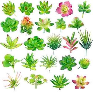 FLEUR ARTIFICIELLE Décoration florale,Paquet de 24 plantes succulentes artificielles de jardin, fausses fleurs de Cactus miniatures, bricolage de