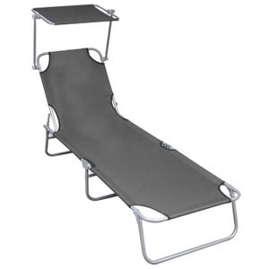 CHAISE LONGUE Chaise longue pliable avec auvent Gris Aluminium -